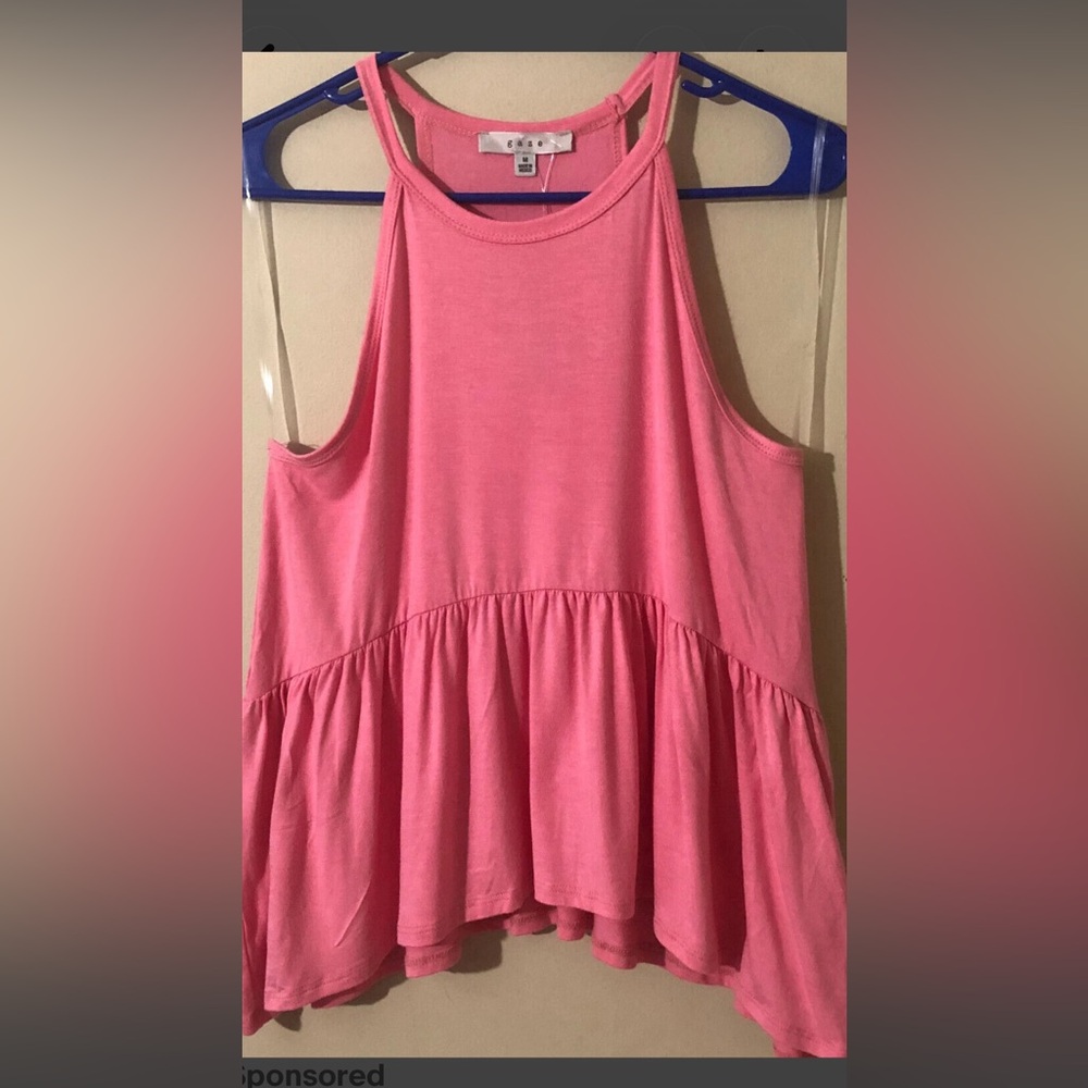 GAZE pretty in pink spaghetti strap Women’s Pink Tank Top Swing Hem sz M